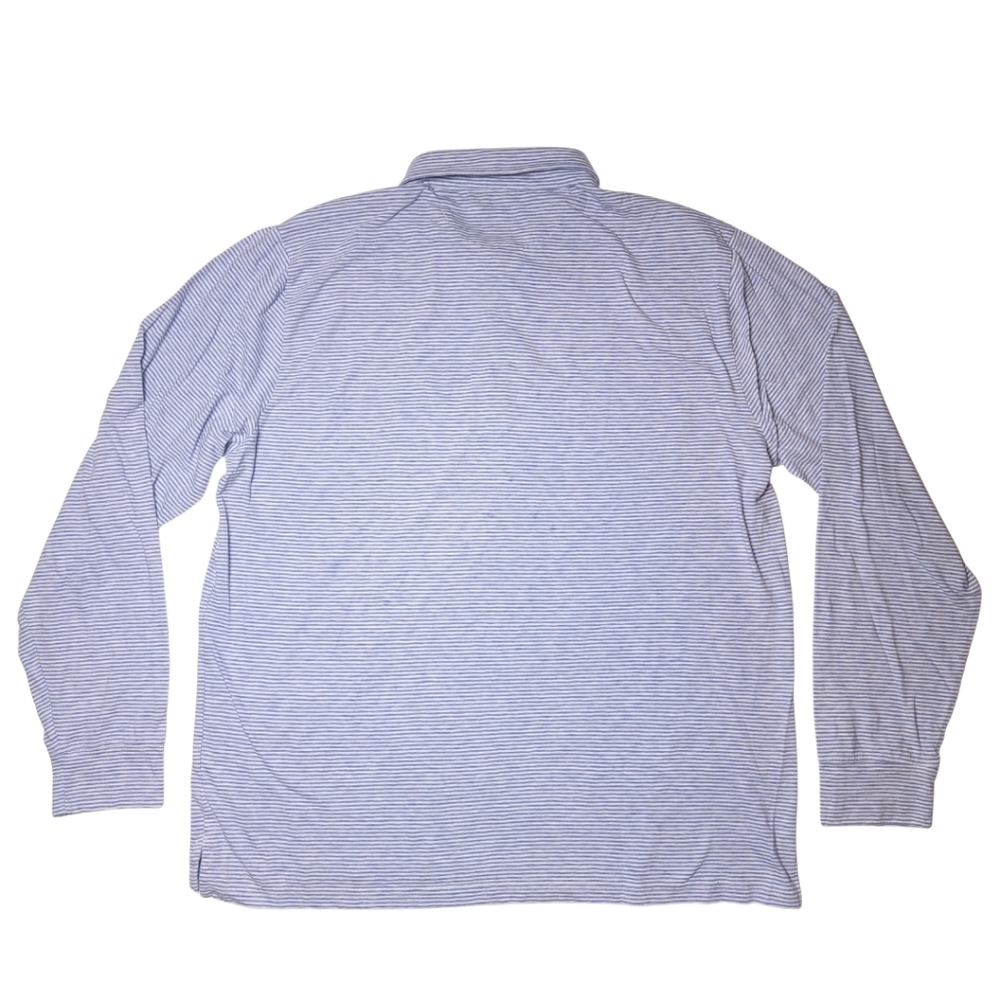 Faherty Light Blue & White Striped Long Sleeve Polo Shirt XXL - Picture 3 of 6